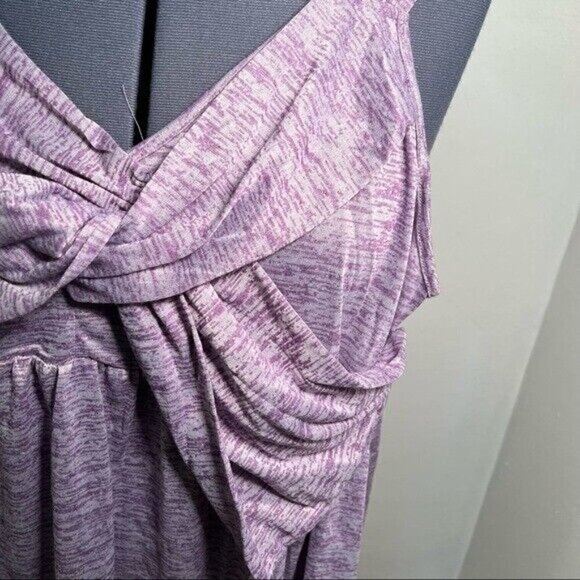 Rose Gal Tank Top Heathered Purple Bow Neck V-Neck Sleeveless - Picture 5 of 10